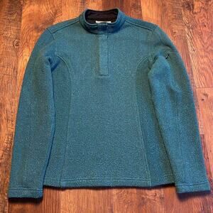 2008 Exofficio Teal Green 1/4 Button Up Pull Over Sweater